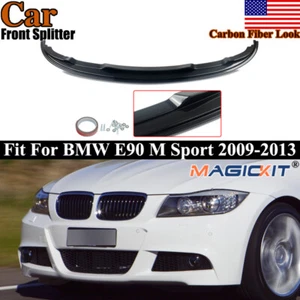 Carbon Style Front Bumper Splitter For BMW E90 325i 328i 335i M Sport 2009-13 - Picture 1 of 16