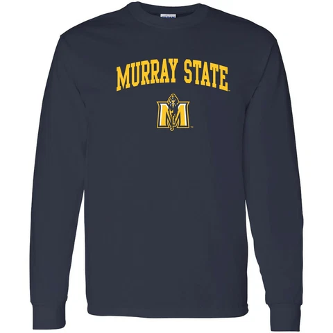Murray State Racer Arch Logo Long Sleeve NCAA University Shirt - Navy Cover