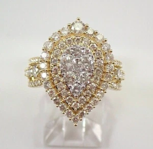 3 kt Rundschliff zertifizierter Moissanit Cluster Ehering 14 K Gelbgold plattiert - Bild 1 von 6