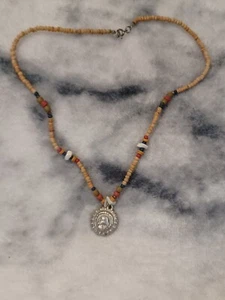 Vintage 90s Disney Pocahontas and John Smith Pewter Jewellery Necklace - Picture 1 of 3