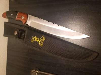 Cuchillo Hunter Elk Ridge 12" Total 440 7" Hoja Acero Inoxidable Madera Mango Y Bolsa Foto 1 de 4