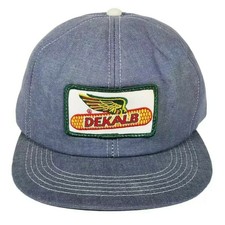 Vintage Dekalb Hat Cap *Rare* USA K-PRODUCTS Trucker Snapback Blue Denim Style