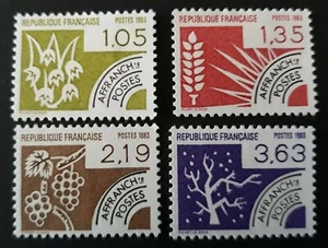 (1983) TIMBRES FRANCAIS- 4 VALEURS PREOBLITERES-N°178 A 181 NEUFS CH* - Foto 1 di 2