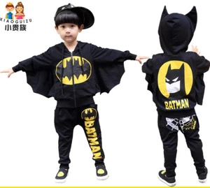 Batman Long Sleeve Pants Set Outfit with Mask Cute Boys Kids Character Size 120 - Bild 1 von 4