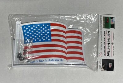 New Reflect-A-Flag Mounting Kit & Decal for Mailbox Plastic USA Flag  - Image 1 of 4