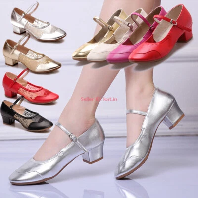 Mujeres Cuero Jazz Tango Latino Zapatos de Baile Salón Salsa Tacón Zapatos de Baile Foto 1 de 4