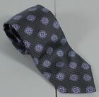 Cravate géométrique en soie David Donahue gris violet Italie faite main États-Unis