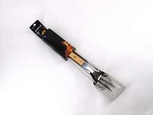 Good Cook BBQ Tool Set: Fork, Turner & Tongs Stainless Steel Wood Handle - Picture 1 of 6