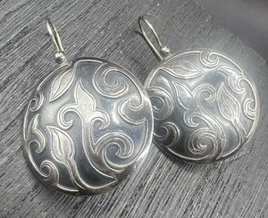 SILPADA Nepal 925 STERLING SILVER Swirl Pierced Dangle Drop 1.75” Hook Earrings - Picture 1 of 8