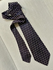 Vtg 1940s London Cravat black/cream dotted necktie - Picture 1 of 6