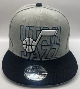 Utah Jazz Hat Cap Snapback New Era Black Gray White Logo 9FIFTY Brand New - Picture 1 of 5