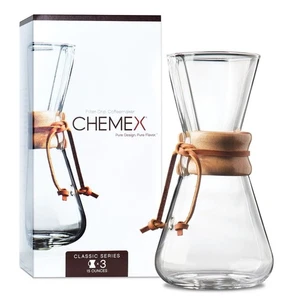Classic Glass Coffee Maker 3 Cup Brewer Elegant Design Pure Flavor Easy Use - Picture 1 of 3