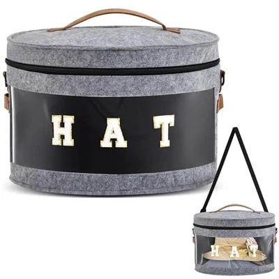 Caja de sombreros con correa para el hombro y múltiples asas, organizador de sombreros de viaje plegable  Foto 1 de 4