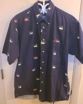 Trader Bay Mens M Flag Print Button Up - Image 1 of 4