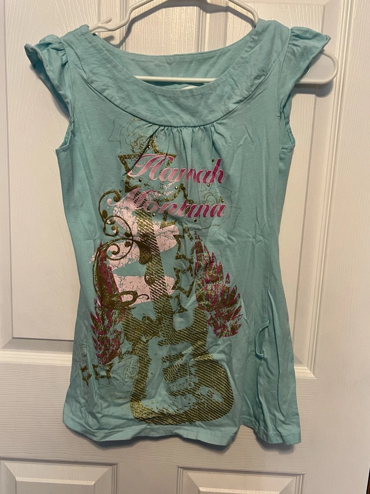Vintage Hannah Montana Shirt Junior's Green Shirt Size XL 14/16 - Image 1 of 4