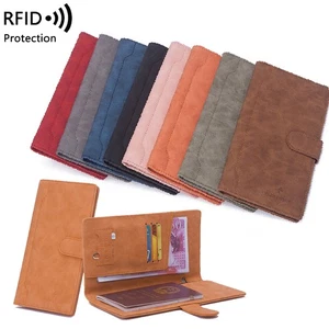 Étui portefeuille porte passeport de voyage en cuir mince bloquant RFID carte de crédit - Photo 1/20