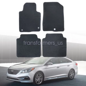 2015-2019 Fits Hyundai Sonata 4-Door Replacement Velour Floor Mats Carpet Black - Picture 1 of 15