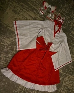 Japanese Anime red & White Kimono Fox Kitaune Cosplay Costume, Women Size XXL - Picture 1 of 4