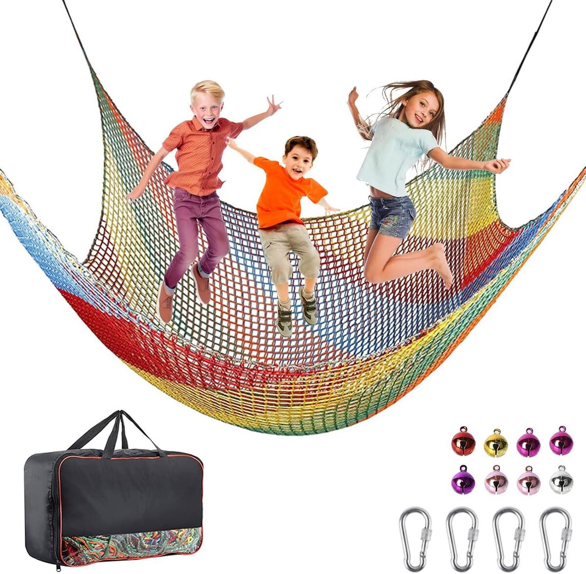 Aoneky 40'' X 80'' Climbing Cargo Net (Multi Color), Rope Climbing Toy For Kids Boys Ages 6 Year Old And Up