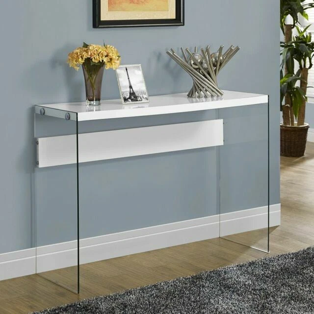 Monarch Specialties I3288 44 inch Accent Table - Glossy White