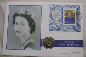 🧭 🇮🇲 ISLE OF MAN 1 CROWN 2001 QEII 75. GEBURTSTAG GROSSER MÜNZBRIEF B70 #45 - Bild 1 von 4