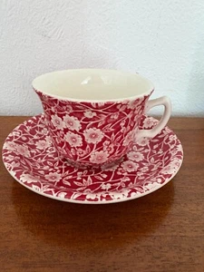 Burleigh Calico RED cup and saucer vgc - Picture 1 of 3