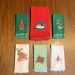Vintage Weihnachten Hand/Fingerspitzen Handtücher bestickt USA/Kambodscha/Vietnam AUSWAHL - Bild 1 von 47