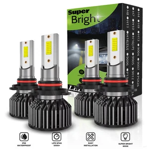 9006 9005 LED Headlight KIT Combo Bulbs 12000K High Low Beam White Super Bright - Picture 1 of 11
