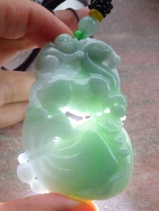 Video Certified Green Natural A Jade jadeite Pendant Horse Monkey Coin 684993 AS - Picture 1 of 7