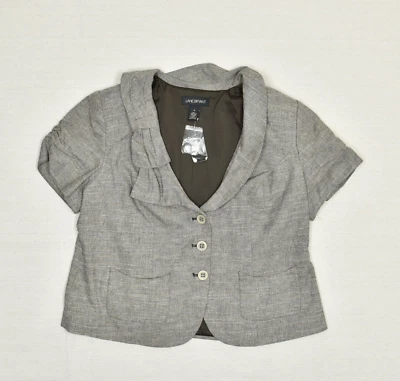NUEVO Blazer Lane Bryant Mujer Botón Manga Corta Algodón Marrón Talla 18 Bolsillos Foto 1 de 4