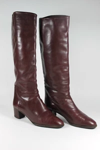 Women's Boots Leather Boots Red Brown Size 8 True Vintage 90's Wonen's Boots - Picture 1 of 8
