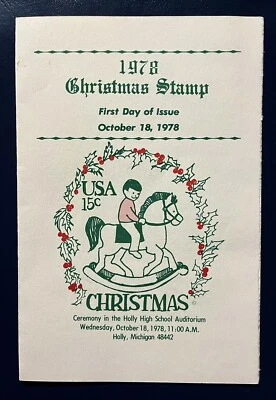 Scott #1769 1978 Christmas Stamp First Day Brochure, Signed On-Site, Holly Mich. - Image 1 of 4