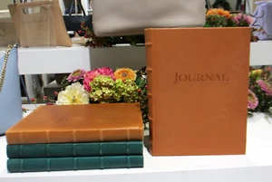 Journal 9" Leather Hardcover 224 Lined Pages Graphic Image List$140 TAN - Picture 1 of 4