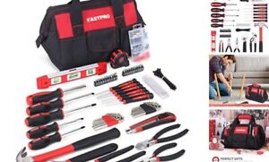 215-Piece Home Repairing Tool Set with 12-Inch Wide Mouth Open Storage Red