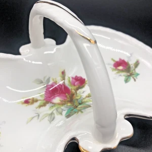 Vintage Hammersley Grandmother's Rose Divided Dish with Handle Candy Nuts Relish - Picture 1 of 13