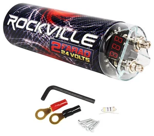 Rockville RXC2D 2 Farad Stiffening Power Capacitor with LED Digital Volt Meter - Picture 1 of 5