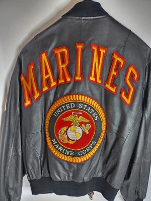 Mens USMC Marine Corps Leatger Bomber Large - Image 1 of 4