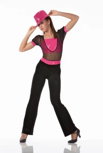 Pretty Young Thing Adult X-Large Jazz Tap Dance Costume Jumpsuit w/Crop Top New - Picture 1 of 3