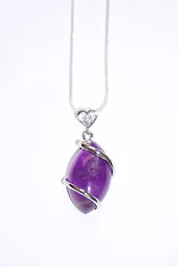 Silberkette mit Amethyst Anhänger - Bild 1 von 5