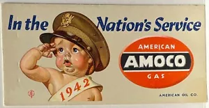 SECADOR DE TINTA A GAS AMOCO ~ SOMBRERO BEBÉ EN EJÉRCITO 1942 SALUDOS ~ FRENTE LOCAL DE LA SEGUNDA GUERRA MUNDIAL ~ LEYENDECKER - Imagen 1 de 3