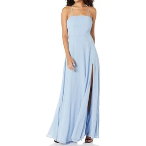 Speechless Women's Halter Chiffon Maxi Blue Dress Size 11  - Picture 1 of 8