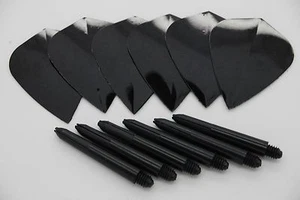 Black Kite shape dart flights & black nylon stems set - Picture 1 of 1