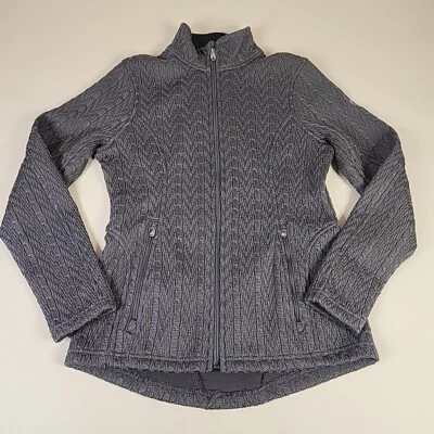 Spyder Sweater Women's Small Black Cable Knit Fitted Jacket Spyder Logo Size M - Image 1 of 4