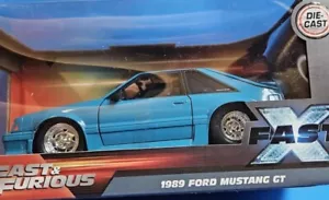 Jada Toys 1989 Ford Mustang GT Fox Body Teal w/ Chrome Rims New Sealed Fast & Fu - Picture 1 of 5