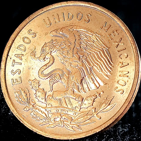 *Uncirculated* Authentic Mexico 10 Centavos *Beautiful* .950 (95%) Copper Coin Cover