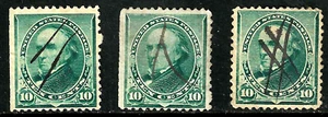 Sc #226 3 Different PEN Fancy Cancel 10 Cent Webster 1890-93 US 61E34 - Picture 1 of 4