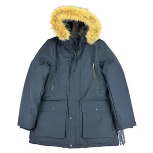 Club Room Mens Removable Faux Fur Hood Ultra Loft Parka Jacket Navy Blue M - Picture 1 of 6