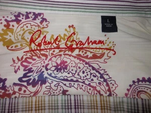 Robert Graham colorful striped dress shirt with fine embroidery. #NR102-8Q - Bild 1 von 12