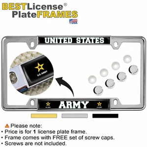 Ejército de los Estados Unidos con logotipo de estrella - Marco de matrícula de coche de metal personalizado de 4 orificios - Imagen 1 de 19