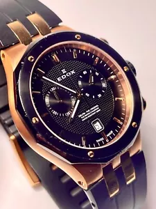 Edox Delfin Chronograph Rosegold/Stainless 43mm Quartz Watch 10110 357RNCA NIR - Picture 1 of 10